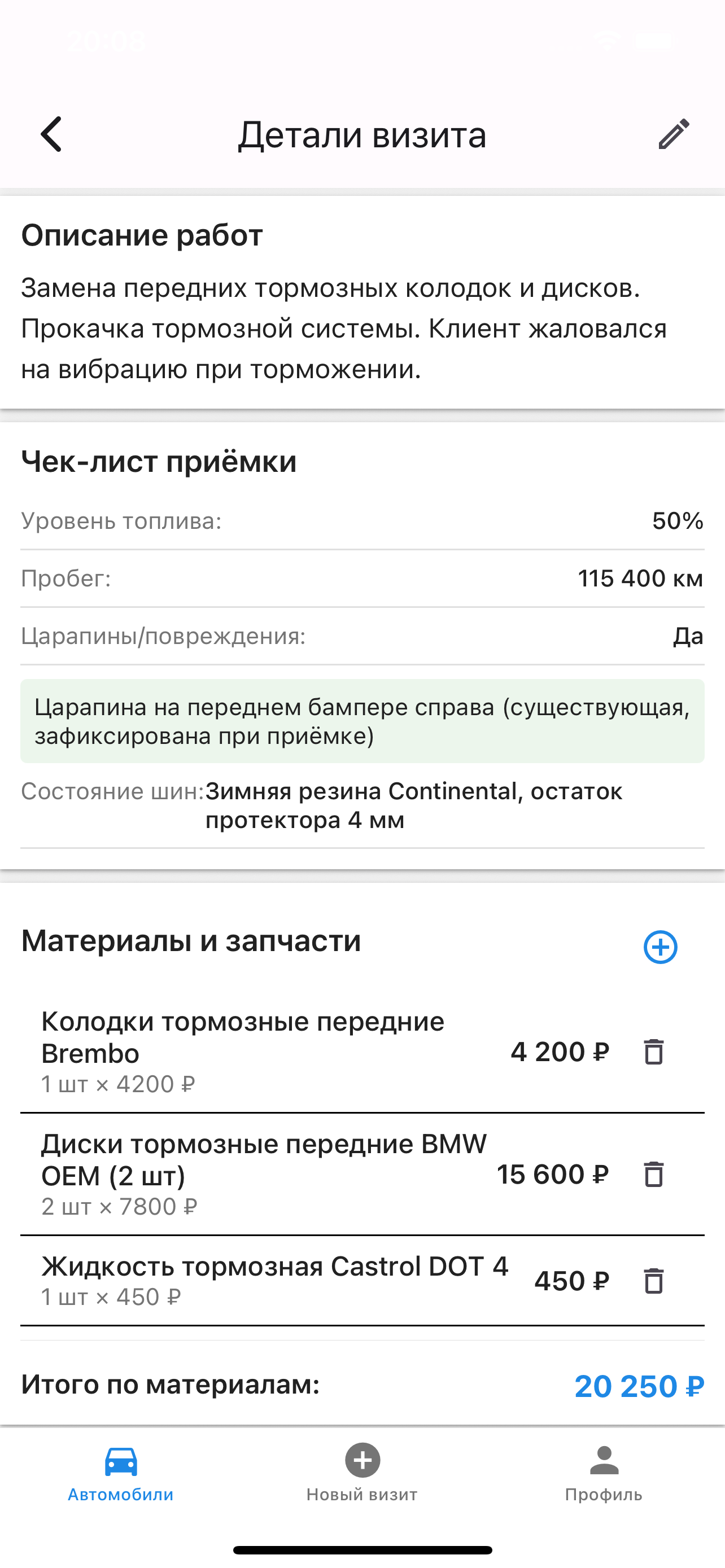 Детали визита